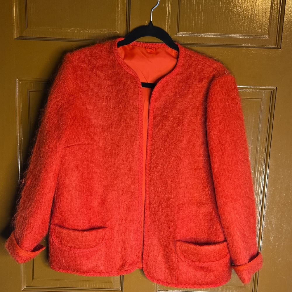 Rannoch-Mohair/wool blend red opwn jkt. Sz 14